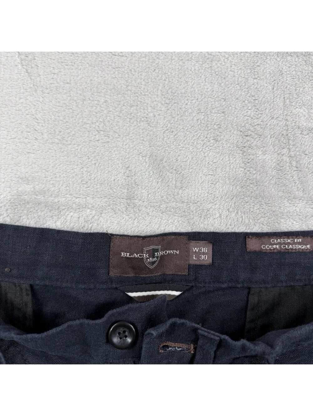 Black Brown 1826 100% Linen Drawstring Pants Men's 38x30 Casual Beach Old Money